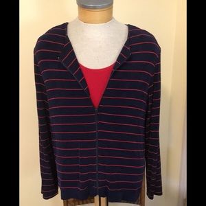Women’s Red & Navy Knit Zipper Jacket w Red Tank